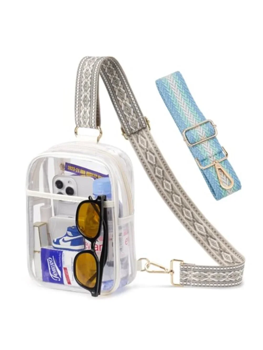 Clear Stadium Crossbody Bag with 2 Adjustable Straps
